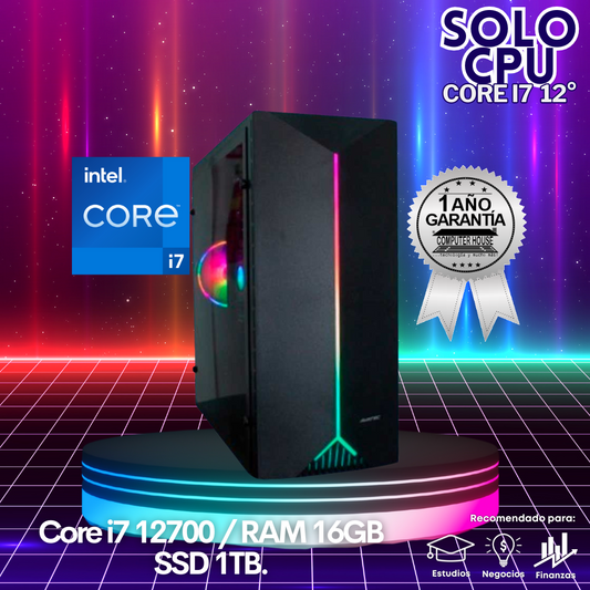 Solo CPU: Look Gamer Core i7-12700 "A", RAM 16GB, SSD 1TB.