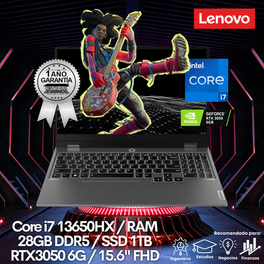 Laptop LENOVO LOQ 15IRX9, Core i7-13650HX, RAM 28GB DDR5, SSD 1TB, Video RTX3050 6GB, 15.6" FHD, FreeDos.