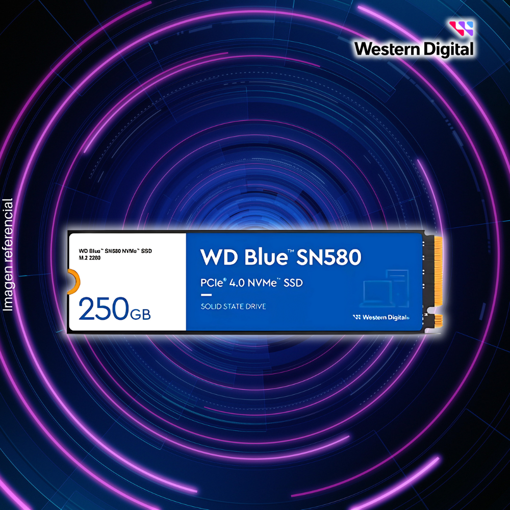 Disco Sólido SSD M.2 Sata WESTERN DIGITAL 250GB, Blue (Lectura máxima 550 MB/s, Escritura máxima 525Mb/s)