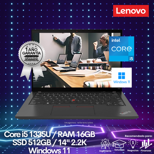 Laptop LENOVO ThinkPad T14, Core i5-1335U, RAM 16GB, SSD 512GB, 14" 2.2K, Windows 11.