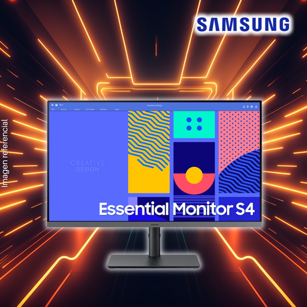 Monitor SAMSUNG 27" Essential S4, Curvo, 1920x1080 FHD, 100Hz, 4Ms, Pivot, Puertos 1xDisplay1xHDMI/1xVGA/1xUSB.