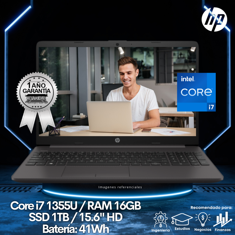 Laptop HP 250 G10, Core i7-1355U, RAM 16GB, SSD 1TB, 15.6" HD, FreeDos.