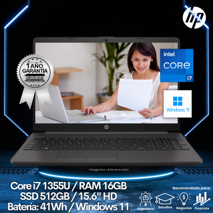 Laptop HP 250 G10, Core i7-1355U, RAM 16GB, SSD 512GB, 15.6" HD, Windows 11.