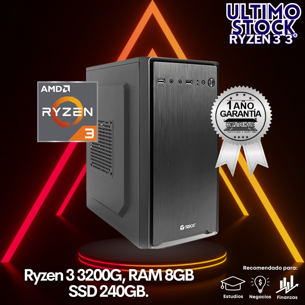 Ultimo Stock: CPU Ryzen 3 3200G "A", RAM 8GB, SSD 240GB.