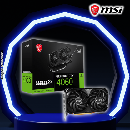 Tarjeta de Video MSI RTX4060 8G, GDDR6, Ventus 2X Black OC, Nvidia Geforce, HDMI/ DisplayPort.