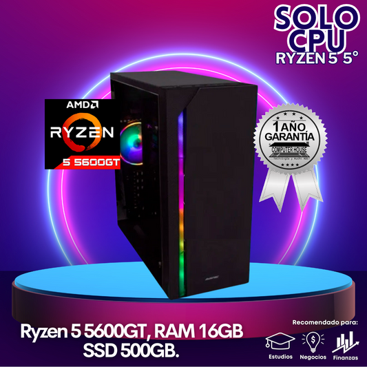 Solo CPU: Look Gamer Ryzen 5-5600GT "A", RAM 16GB, SSD 500GB.