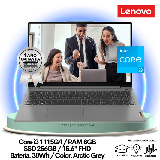 Laptop LENOVO IdeaPad 3 15ITL6, Core i3-1115G4, RAM 8GB, SSD 256GB, 15.6" FHD, FreeDos.