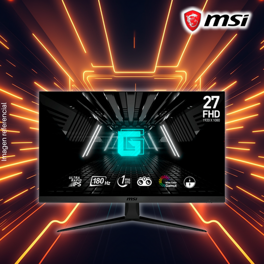 Monitor MSI 27" G2712F, Flat (plano), 1920x1080 FHD, 180Hz, 1Ms, Puertos 1xDisplay/2xHDMI.