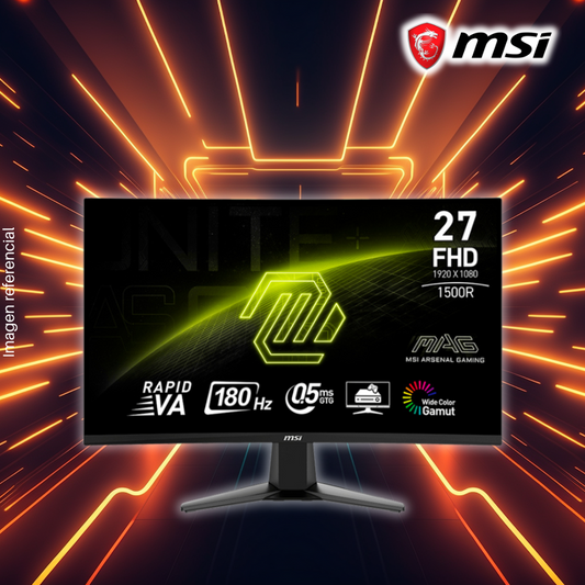 Monitor MSI 27" MAG 27C6F, Curvo, 1920x1080 FHD, 180Hz, 0.5Ms, Puertos 1xDisplay/2xHDMI.