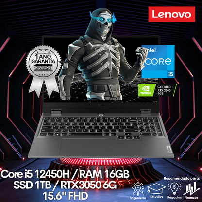 Laptop LENOVO LOQ 15IAX9, Core i5-12450H, RAM 16GB, SSD 1TB, 15.6" FHD, Video RTX3050 6GB, FreeDos.