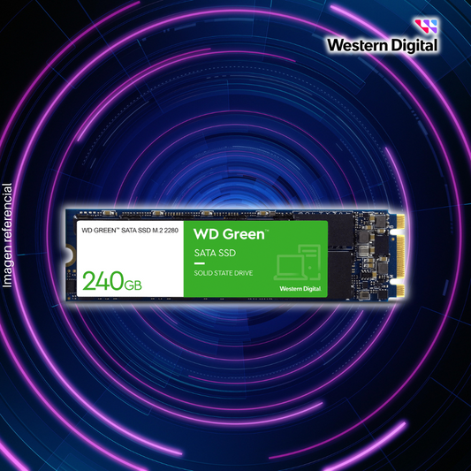 Disco Sólido SSD M.2 Sata WESTERN DIGITAL 240GB, Green (Lectura máxima 545 MB/s, Escritura máxima 430Mb/s)